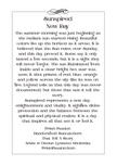 A printed card or poster with a black border and a centered poem titled 'Sunspired New Day,' with additional text below and the website Prism Passion at the bottom.