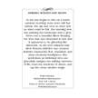 A rectangular printed card or poster with a white background and black text, featuring the title 'Desire's Morning Dew Drops' at the top and a poem about dewy morning trees. The card is centered on a light gray background.