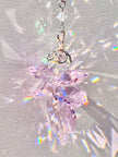 Unique handmade Fairy suncatcher made of rare pink Swarovski crystals and radiating beams of colors as sun hits it.