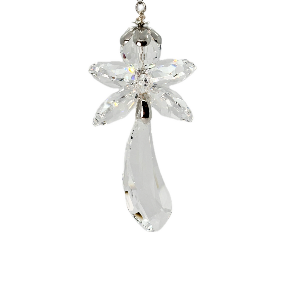 Unique handmade Fairy Angel sun catcher made from rare Swarovski crystals name Celeste.  She come with magical story card and packaged as gift.