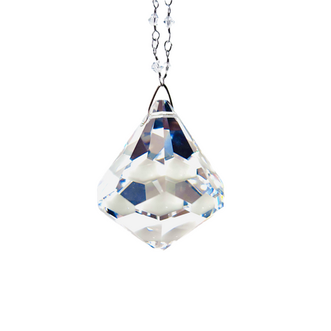Handmade suncatcher featuring Rare Swarovski Dreidel on clear crystal strand.