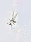 Pewter fairy suncatcher with a Rare Swarovski Aurora Borealis Crystal creating beautiful prisms of colors.