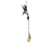 Decorative hanging bird ornament with a teardrop-shaped object on a white background