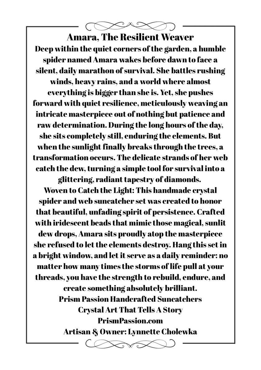 A close-up view of the printed luxury story card titled 